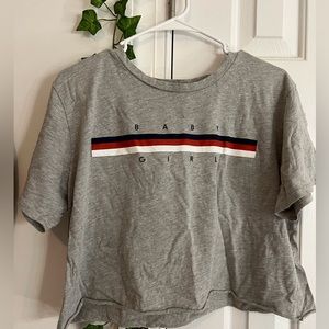 Grey Striped Crop Top